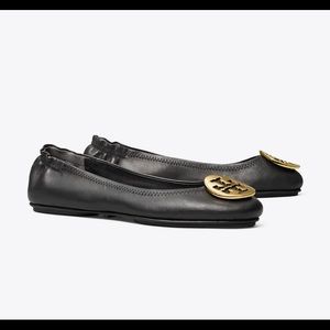 Tory Burch Leather Minnie Travel Ballet Flat Sz 7
